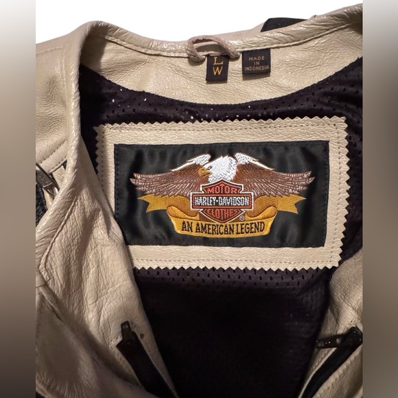 Harley Davidson Women's Cream White & Black Leather Jacket 97002-14W Size Large - Picture 9 of 13